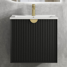 Marlo 600mm Matte Black Wall Hung Single Vanity with Ceramic Countertop